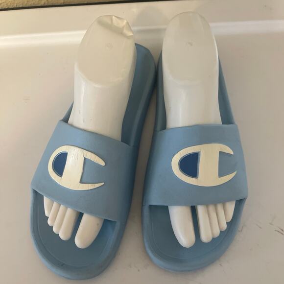 Unisex Slides Champion Sandals Women Size 9 Boys 7 Mint Light Blue - Picture 2 of 6